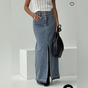 PRINCESS POLLY MAXI DENIM SKIRT